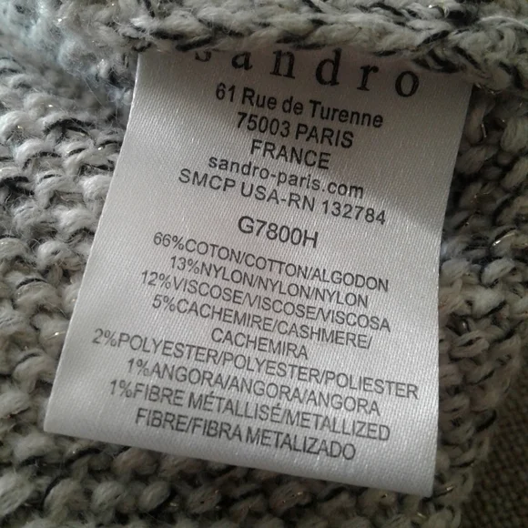 Sandro Paris Cotton Blend Leather Trim Cardigan Size 2 (M) - Picture 13 of 15